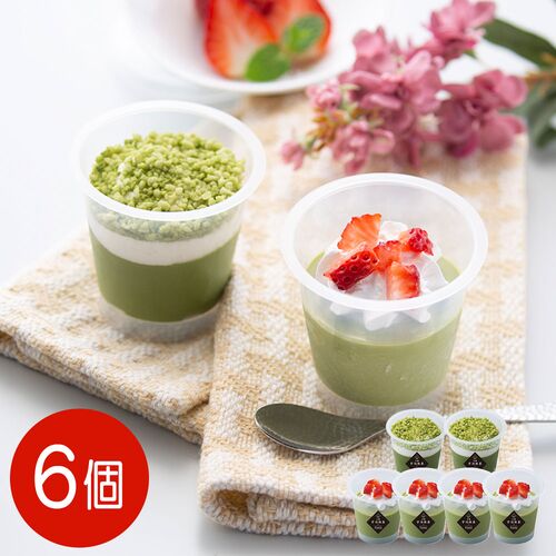 【上代厳守】京都・宇治抹茶パフェ＆ティラミスのアイス6個セット / 冷凍 送料無料