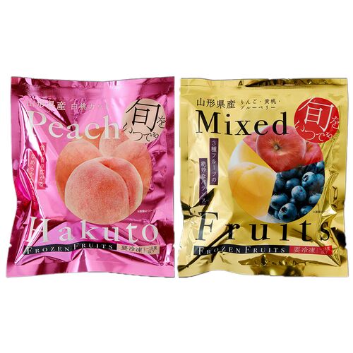 山形 「凍眠フルーツ」 2種セット（白桃、ミックスフルーツ） / 国産 冷凍フルーツ 送料無料