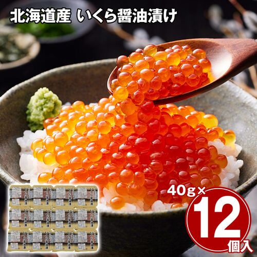 北海道産 いくら醤油漬け 40g×12 / 冷凍 送料無料