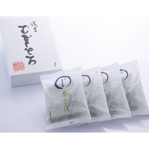 東京 「浅草むぎとろ」 茶そば4袋 白箱入り / 蕎麦 常温 送料無料