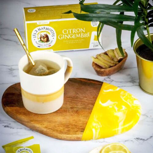 【倉入れ】LE 2 MARMOTTES ハーブティー シトロンジンジャー（30袋入）（ケース入数：10,ロット：1） / 紅茶 ティーバッグ 常温 送料無料