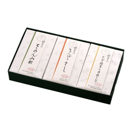 【上代厳守】料亭のご馳走 特選（ちりめん山椒、きんぴらまぐろ、どんこ椎茸と貝柱こんぶ） / セット 常温 送料無料