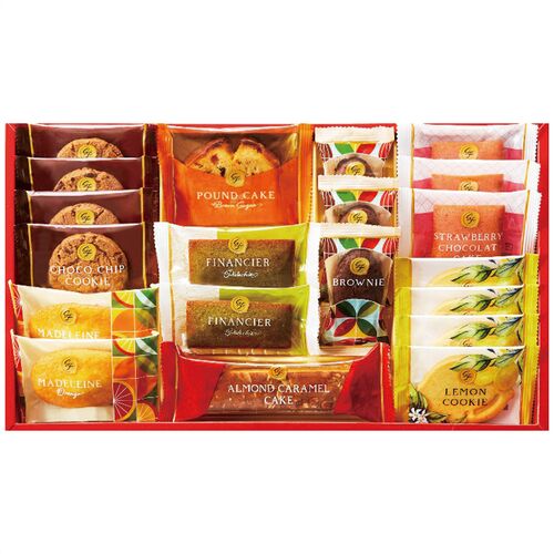 ひととえ スイーツファクトリー(オレンジマドレーヌ・ピスタチオフィナンシェ各2個・ブラウニー3個・ケーキ(ストロベリーショコラ3個・ブラウンシュガーパウンド・アーモンドキャラメル各1個)・クッキー(チョコチップ・レモン各4個)) SFC-20 1190-032 / 常温 送料無料 ギフト 詰め合わせ セット