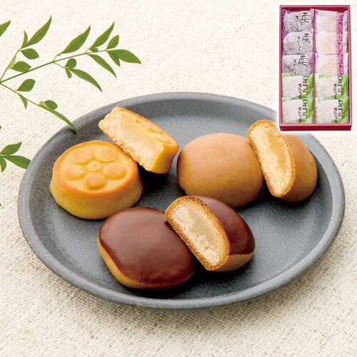 河内駿河屋 銘菓撰(栗・桃山各3個・かすてら4個) MK-10 1200-011 / 常温 送料無料 まんじゅう 饅頭 ギフト 詰め合わせ セット