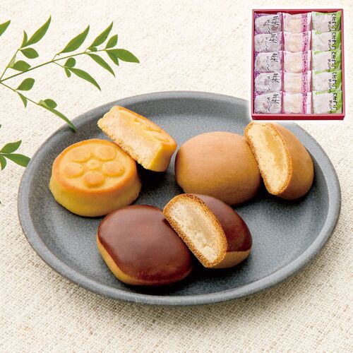 河内駿河屋 銘菓撰(栗・桃山・かすてら各5個) MK-15 1200-023 / 常温 送料無料 まんじゅう 饅頭 ギフト 詰め合わせ セット