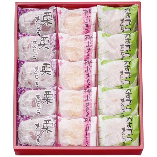 河内駿河屋 銘菓撰(栗・桃山・かすてら各5個) MK-15 1200-023 / 常温 送料無料 まんじゅう 饅頭 ギフト 詰め合わせ セット