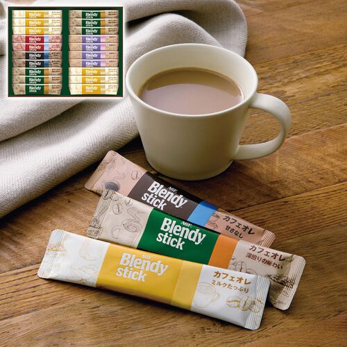 AGF ブレンディスティックカフェオレコレクション(カフェオレ14g×6本・カフェオレ(ミルクたっぷり14g×6本・甘さなし11.4g×2本)・紅茶オレ11g×4本・ヘーゼルナッツオレ11g×2本) BST-20D 1210-036 / 常温 送料無料 コーヒー ギフト 詰め合わせ セット