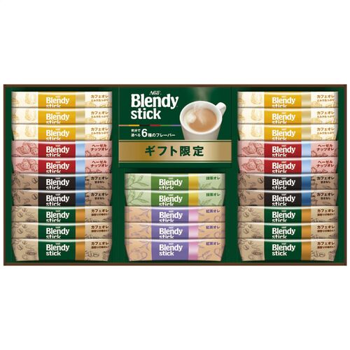AGF ブレンディスティックカフェオレコレクション(カフェオレ14g×6本・カフェオレ(ミルクたっぷり14g×6本・甘さなし11.4g×4本)・紅茶オレ11g×3本・抹茶オレ12g×2本・ヘーゼルナッツオレ11g×4本) BST-25D 1210-048 / 常温 送料無料 コーヒー ギフト 詰め合わせ セット