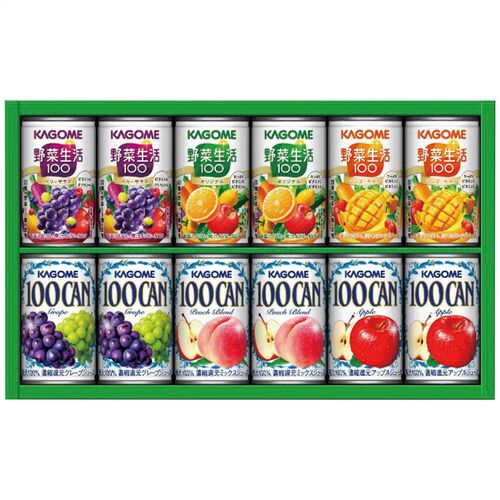 カゴメ すこやかファミリーギフト（野菜生活100(オリジナル・ベリーサラダ・マンゴーサラダ各2缶)・100CAN(ピーチブレンド・アップル・グレープ各2缶)） KSR-15P 1216-040 / 常温 送料無料 ジュース セット