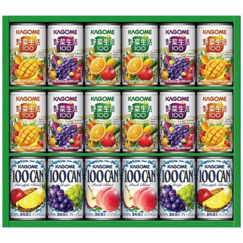 カゴメ すこやかファミリーギフト（野菜生活100(オリジナル・ベリーサラダ・マンゴーサラダ各4缶)・100CAN(ピーチブレンド・パインアップルブレンド・グレープ各2缶)） KSR-25H 1216-052 / 常温 送料無料 ジュース セット