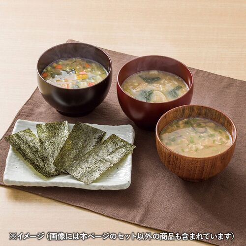 フリーズドライみそ汁＆有明味のりセット（マルコメ京懐石(野菜・きのこ各1個)・白子有明味のり(8切8枚)3個） NF-AO 1219-060 / 常温 送料無料 味噌汁 海苔 セット