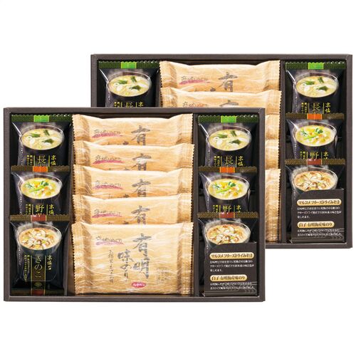 フリーズドライみそ汁＆有明味のりセット（マルコメ京懐石(野菜・きのこ・長ねぎ各4個)・白子有明味のり(8切8枚)10個） NF-DO 1219-109 / 常温 送料無料 味噌汁 海苔 セット