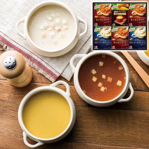 味の素 クノール プレミアムスープギフト（贅沢野菜北海道スイートコーン2袋入1箱・ギフトレシピ3袋入(クリーミーポタージュ2箱・オニオンスープ3箱)） KPZ-20V 1223-045 / 常温 送料無料 スープ セット