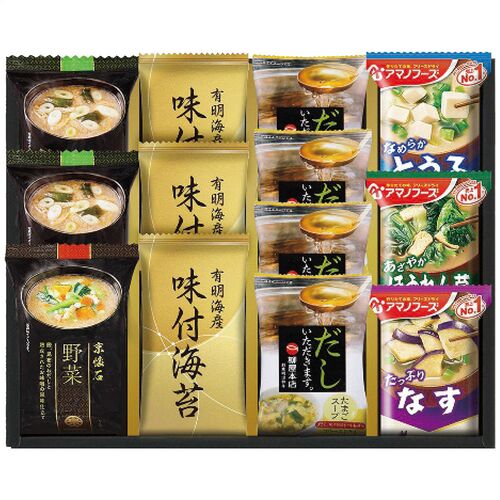 彩 味ノ蔵 フリーズドライバラエティセット（たまごスープ4袋・おみそ汁(長ねぎ2袋・野菜1袋)・おみそ汁(とうふ・ほうれん草・なす各1袋)・有明海産味付海苔3袋） NF-BJ 1225-049 / 常温 送料無料 セット