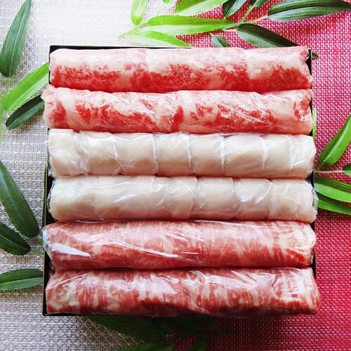 香川 オリーブ牛＆豚の食べ比べ ステーキ＆スライス2段重箱 / 冷凍 送料無料