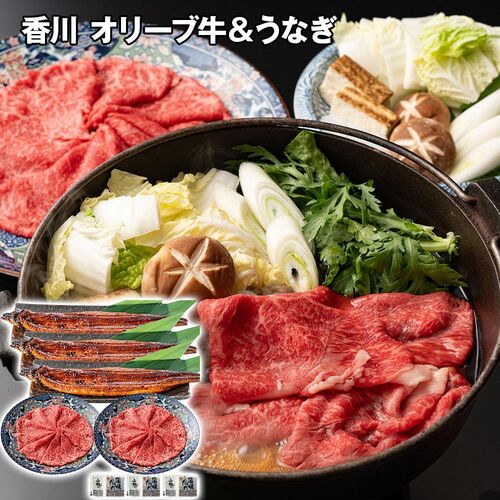 香川 オリーブ牛すき焼き用＆うなぎ蒲焼セット / 冷凍 送料無料