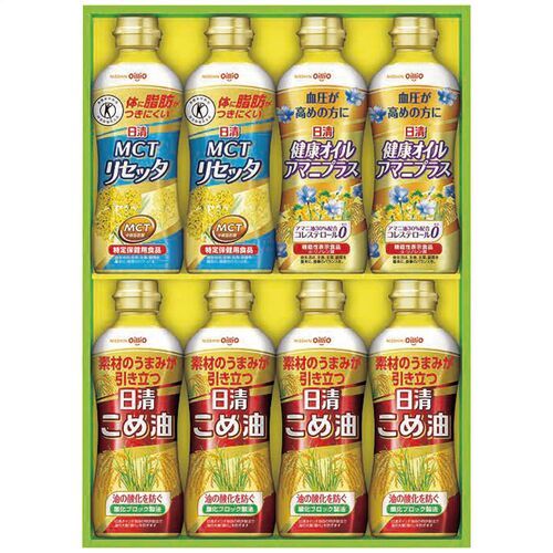 日清オイリオ こめ油＆ヘルシーオイルギフト（MCTリセッタ・健康オイルアマニプラス各2本・こめ油4本） BPH-40 1235-040 / 常温 送料無料 セット