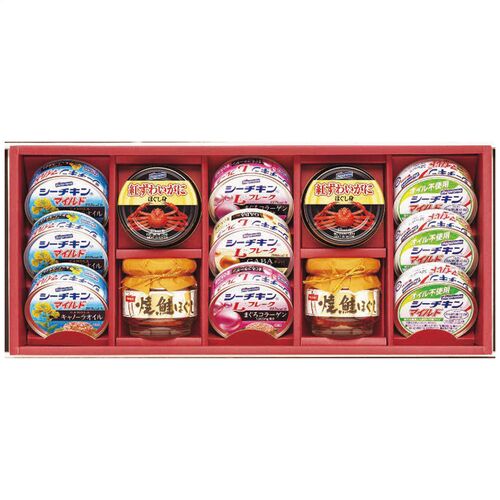 はごろもフーズ バラエティシーフード（マイルドキャノーラ・オイル不使用マイルド各3缶・Lフレークコラーゲン入り2缶・LフレークgABA入り1缶・紅ずわいがにほぐし身2缶・焼鮭ほぐし2瓶） VX-50D 1238-060 / 常温 送料無料 セット