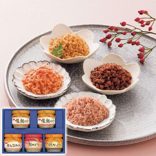 ニッスイ 瓶詰ギフト（焼鮭ほぐし2瓶・たらこほぐし・鮭めんたい・鶏そぼろ各1瓶） BA-30F 1239-048 / 常温 送料無料 セット