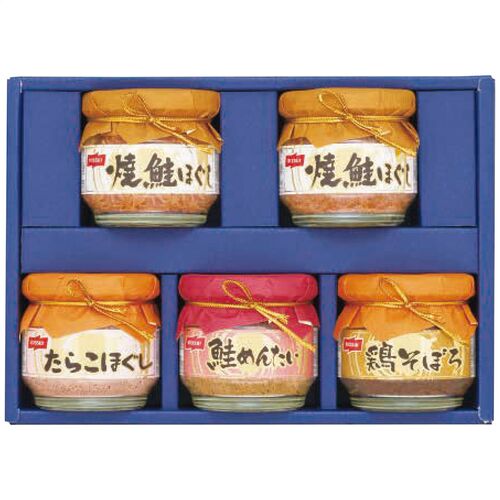 ニッスイ 瓶詰ギフト（焼鮭ほぐし2瓶・たらこほぐし・鮭めんたい・鶏そぼろ各1瓶） BA-30F 1239-048 / 常温 送料無料 セット