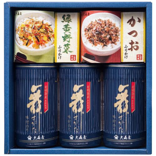 大森屋 卓上のり・ふりかけ詰合せ（味付のり(10切32枚)3個・ふりかけ(緑黄野菜・かつお各10袋1箱)） NTF-20G 1251-018 / 常温 送料無料 セット