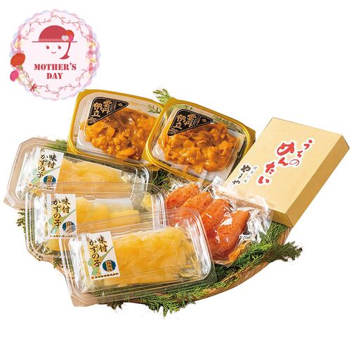 【母の日】 【小川うに】うにほたて醤油入・やまや明太子・数の子詰合せ 4937-50 1852-529 【二重包装不可】《お届け期間：2026年5月8日～2026年5月10日》 / 冷蔵 送料無料 セット ギフト 明太子 数の子