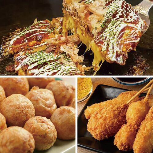 【母の日】 ザ・大阪！粉もん＆串カツ食い倒れセット＜3品＞ 6606-35 1852-973 【二重包装不可】《お届け期間：2026年5月8日～2026年5月10日》 / 冷凍 送料無料 セット ギフト お好み焼き たこ焼き 粉もん