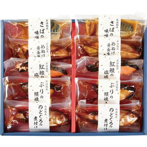 （母の日限定包装）氷温熟成煮魚焼魚ギフトセット10切 HNYG-10 1853-862 【二重包装不可】《お届け期間：2026年5月8日～2026年5月10日》 / 冷凍 送料無料 セット ギフト