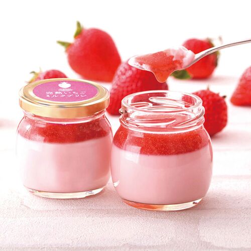 【母の日】 完熟いちごミルクプリン＆プリザーブドフラワー KJ-MPR3PRZ 1854-232 【二重包装不可】《お届け期間：2026年5月8日～2026年5月10日》 / 冷凍 送料無料 セット ギフト プリン プリザーブドフラワー