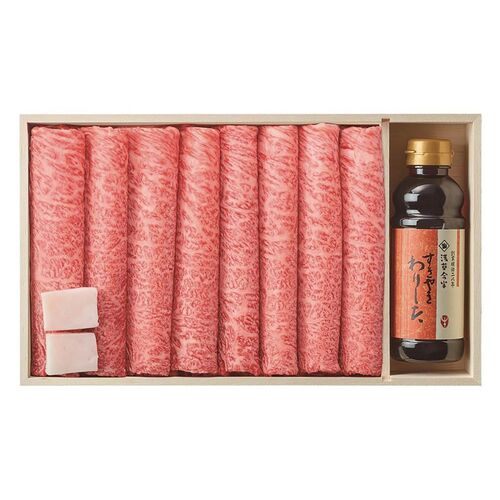 【父の日】 黒毛和牛 すき焼き用（約470g、割り下350g付） AN-100W 1855-272 【二重包装不可】《お届け期間：2026年6月19日～2026年6月21日》 / 冷蔵 送料無料 セット ギフト すき焼き