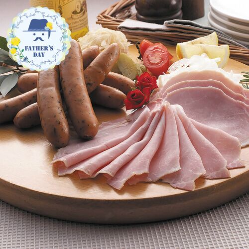 【父の日】 ハム詰合せ（ロースハム、モモハム、ペッパーハム、チューリンガーウインナー、ブラボーウインナー、ドレッシング） KS-100 1855-739 【二重包装不可】《お届け期間：2026年6月19日～2026年6月21日》 / 冷蔵 送料無料 セット ギフト ロースハム