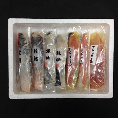 粕漬・西京漬切身詰合せ（紅鮭粕漬切身×2枚、銀鱈粕漬切身×2枚、キングサーモン西京漬切身×2枚、アラスカ吉次西京漬切身×1枚） / 冷凍 送料無料 セット