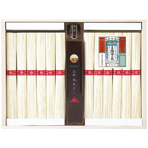 【お中元】揖保乃糸 揖保乃糸上級・長崎飛魚だしつゆ詰合せ AJT-50≪供給期間：2026/6/16～2026/8/3≫ / 常温 送料無料 そうめん 詰め合わせ セット