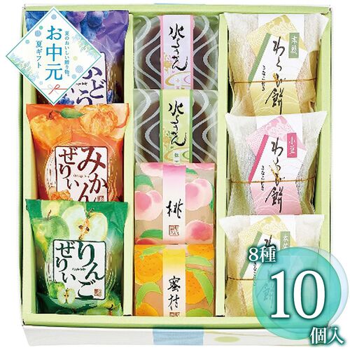 【お中元】河内駿河屋 涼彩菓 RY-15≪供給期間：2026/6/16～2026/8/3≫ / 常温 送料無料 ようかん わらび餅 ゼリー 詰め合わせ セット