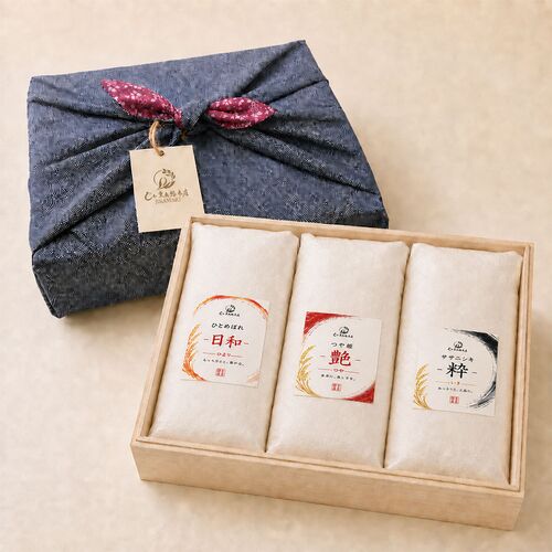【上代厳守】銘米三昧 -雅- 1kg×3品種 計3kg / 常温 送料無料 米 無洗米 ひとめぼれ つや姫 ササニシキ ギフト お祝い 詰め合わせ セット